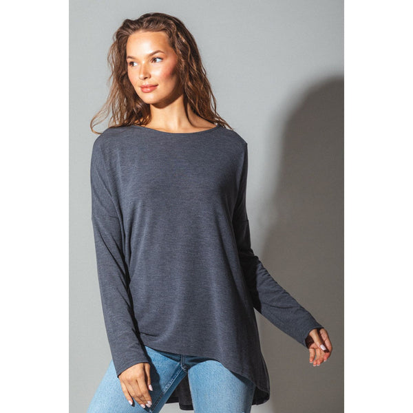 "Lancer" Relaxed Long Sleeve Jersey Tunic (Charcoal)