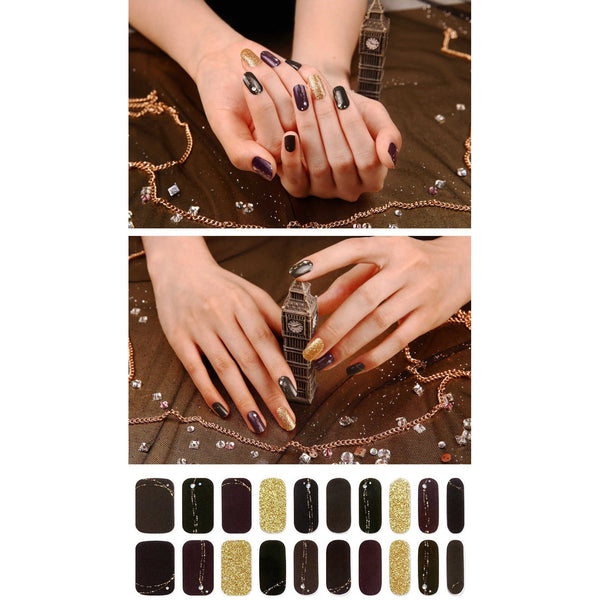 Gel Nail Stickers - Bling Purple Wave