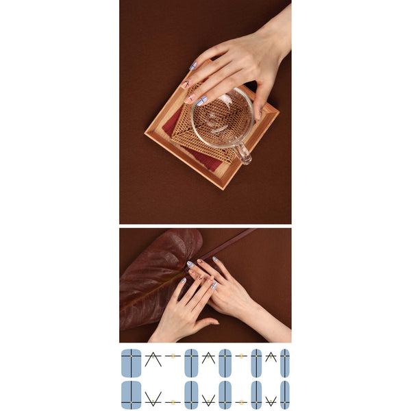 Gel Nail Stickers - Simple Lines (Sky)