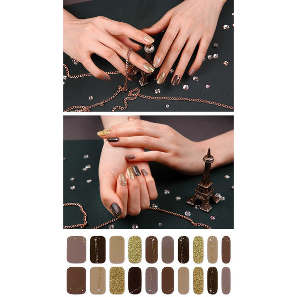 Gel Nail Stickers - Bling Beige Wave