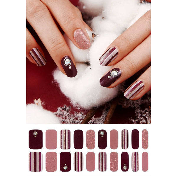 Gel Nail Stickers - Vertical Beams (Burgundy)