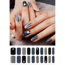 Load image into Gallery viewer, Gel Nail Stickers - Vertical Beams (Navy)