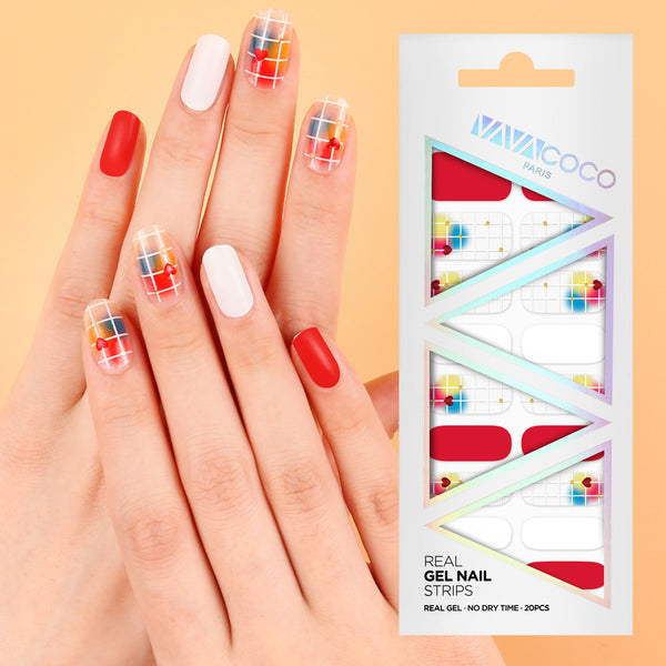 Gel Nail Stickers - Splashed Grid