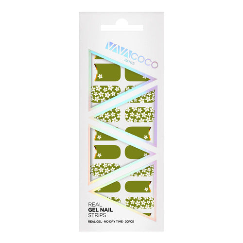 Gel Nail Stickers - Scattered Lilies (Coral/Tan/Chartreuse)