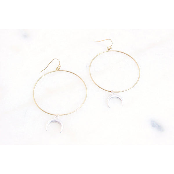 Gold Moon Hoop Earrings