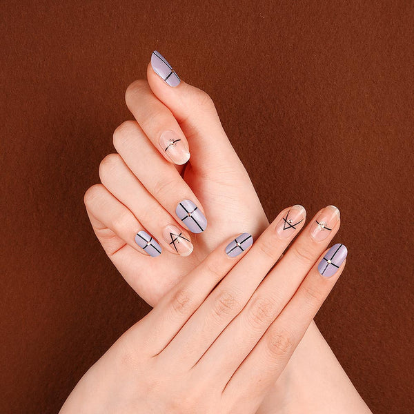 Gel Nail Stickers - Simple Lines (Lilac)