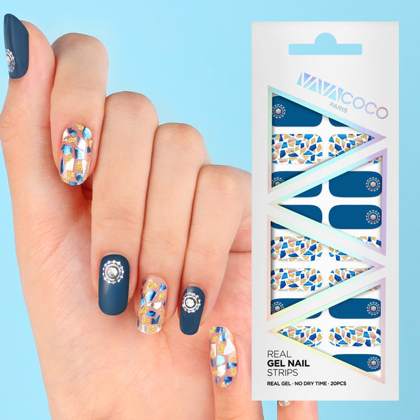 Gel Nail Stickers - Mosaic (Navy)